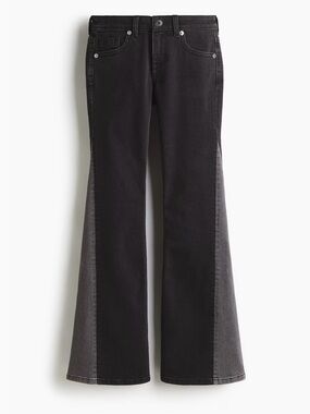 H&M Black Flared Low-Rise Jeans with Side Panels